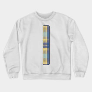 Monogram Letter I, Blue, Yellow and Grey Scottish Tartan Style Typography Design Crewneck Sweatshirt